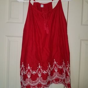 Red spaghetti strap top
